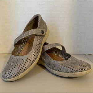 Rockport Mary‎ Jane Shoes Women's 7.5M Gray Leather Comfort Loafers Walking